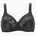Wireless microfibre bra with floral lace and padded straps