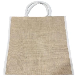 Borsa Juta con profili bianchi da personalizzare e decorare