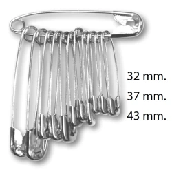 Professional nickel-plated steel safety pin set - 32/37/43 mm