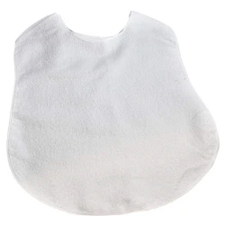White waterproof adult bib in cotton terry, 60 x 44 cm