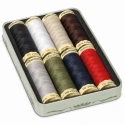 Gutermann dark sewing thread set in vintage tin box