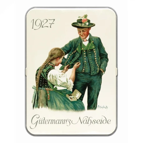 Gutermann pastel sewing thread set in vintage tin box