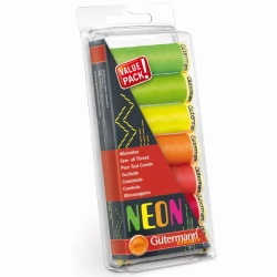 Gutermann NEON fluorescent sewing thread set 7 spools 100m