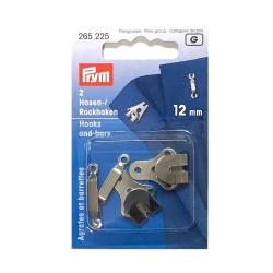 Hooks and bars for trousers and skirts, 12mm, silver-coloured pack of 2 - 265225 Prym