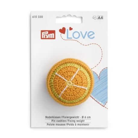 Puntaspilli e peso ferma tessuto a forma di arancia Prym Love - 610330 Prym