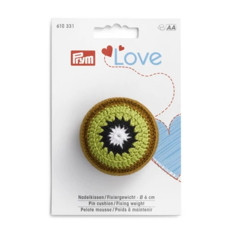 Prym Love kiwi pin cushion and fabric fixing weight