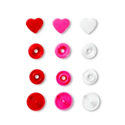 Bottoni a pressione Color Snaps a forma di Cuore rosso bianco fuxia Prym Love - 393301 Prym