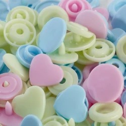 Prym Love Colour Snap heart press studs 12.4mm pastel mix 2