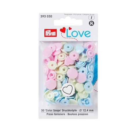 Bottoni a pressione Color Snaps a forma di Cuore rosa celeste verde Prym Love - 393030 Prym