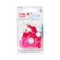 Bottoni a pressione Color Snaps a forma di Cuore rosso bianco fuxia Prym Love - 393301 Prym