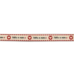 Nastro in cotone stampato con scritta "fatto a mano con amore" da usare come etichetta - Petri & Grossi