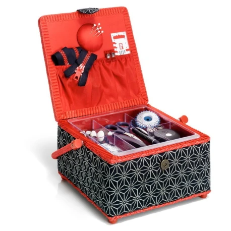 Square sewn work basket in Japanese embroidery style pattern - 612030Prym