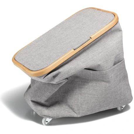 Foldable canvas and bamboo knitting basket with wheels - 612055 Prym