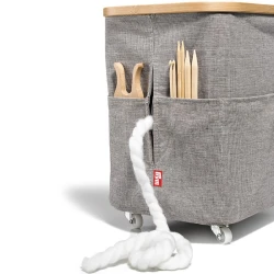 Foldable canvas and bamboo knitting basket with wheels - 612055 Prym 2