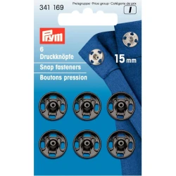 Prym, black metal press studs, diameter 15 mm - 341169 Prym