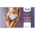 Sloggi CHIC TAI donna slip in cotone sgambato con pizzo bianco
