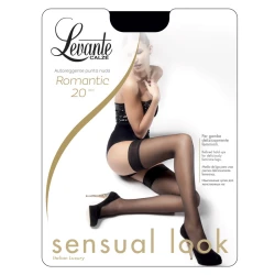 Levante Romantic 20 den women's hold-up stockings with smooth lace