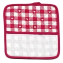 Red checked pot holders & oven glove set with Aida insert