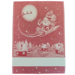 Kitchen tea towel to embroider with Santa Claus and sleigh design - BM Ricami