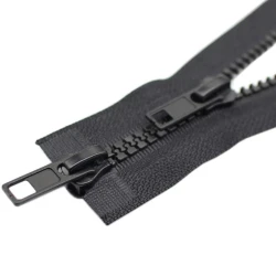 Cerniera lampo doppio cursore 120 cm carrarmato divisibile nera 2