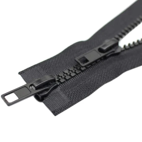 Cerniera lampo doppio cursore 120 cm carrarmato divisibile nera