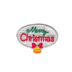 Merry Christmas embroidered iron-on appliqué patch