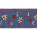 	4.5cm decorative border embroidered ribbon in blue jeans flower pattern