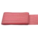 Glossy viscose plaid ribbon with red and white checks width 40mm