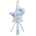 Fiocco nascita sopra-culla stella con orsetto imbottito celeste - FN006 Modidea