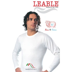 Leable men's long-sleeved crew neck jumper in wool and cotton