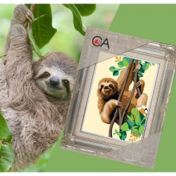 Half-stitch kit: sloth on branches - complete set with needle and threads by Collection D'Art
