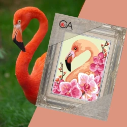Kit Mezzopunto fenicottero con fiori - set completo di ago e fili by Collection D'Art