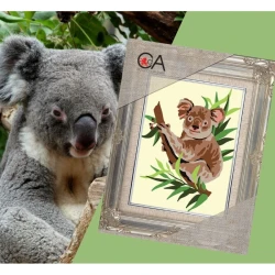 Koala on tree half-stitch kit - complete set with needle and threads by Collection D'Art