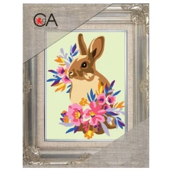 Kit Mezzopunto coniglio con fiori - set completo di ago e fili by Collection D'Art 2