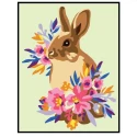 Half-stitch rabbit with flowers kit - complete set with needle and threads by Collection D'Art