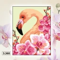 Kit Mezzopunto fenicottero con fiori - set completo di ago e fili by Collection D'Art