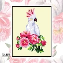 Parrot with flowers half-stitch kit – complete set with needle and threads by Collection D'Art