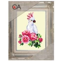 Kit Mezzopunto pappagallo con fiori - set completo di ago e fili by Collection D'Art