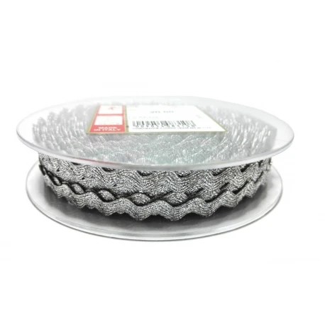 10mm Zig-Zag Serpentine Ribbon in Lurex Lamé Silver