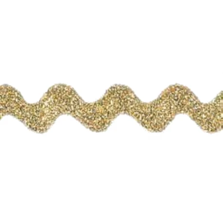 Zig-Zag serpentine ribbon 14mm in Lurex Lamé Gold