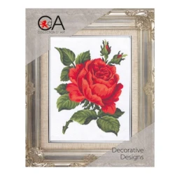 Victorian red rose half-stitch kit - complete set with needle and threads by Collection D'Art