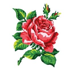 Victorian red rose half-stitch kit - complete set with needle and threads by Collection D'Art 2