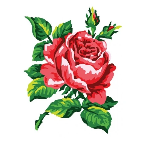 Victorian red rose half-stitch kit - complete set with needle and threads by Collection D'Art