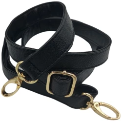 Adjustable shoulder strap for genuine leather bags with gold buckle and snap hooks 150 cm