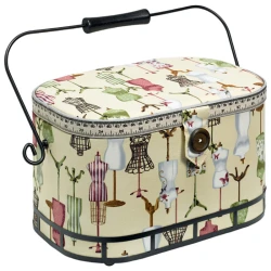 Large vintage pattern sewing basket with 1950s dressmaker's mannequins - 612250 Prym