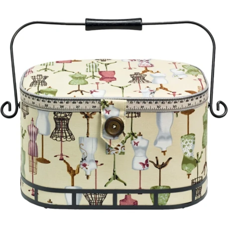 Large vintage pattern sewing basket with 1950s dressmaker's mannequins - 612250 Prym