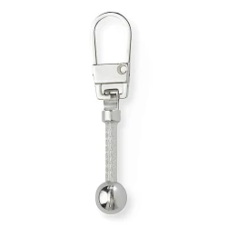 Zip bar puller with ball for zip fasteners