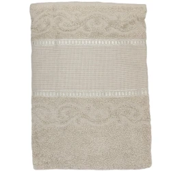 1+1 towel set with cross stitch Aida canvas in 100% beige cotton terry cloth