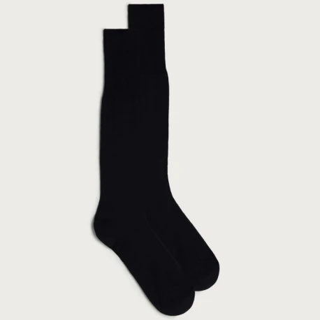 Men’s knee-high lisle cotton socks breathable Made in Italy
