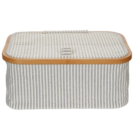 Foldable canvas and bamboo basket for sewing and knitting supplies - 612682 Prym